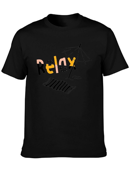 Camiseta Negra Relax Playa Casual Hombre
