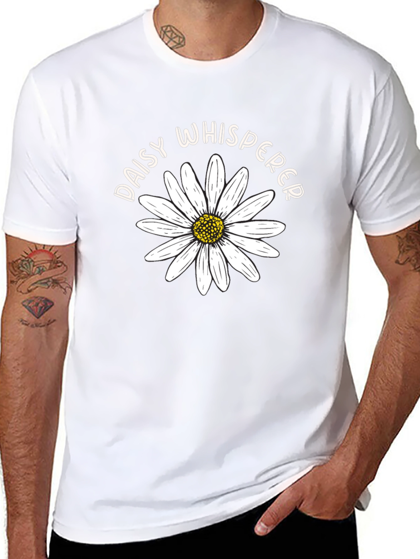 Camiseta Negra Daisy Whisperer Diseño Floral