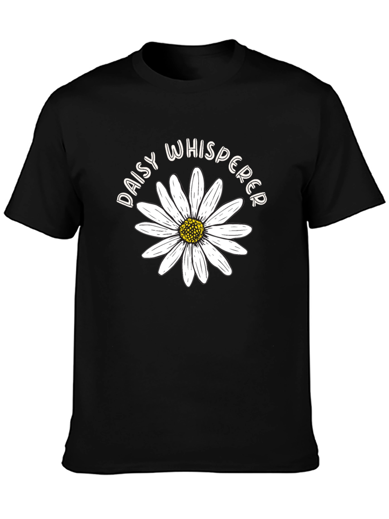 Camiseta Negra Daisy Whisperer Diseño Floral