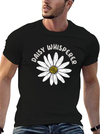 Camiseta Negra Daisy Whisperer Diseño Floral