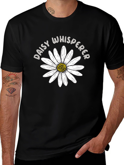 Camiseta Negra Daisy Whisperer Diseño Floral
