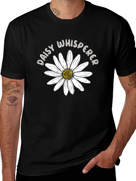 Camiseta Negra Daisy Whisperer Diseño Floral