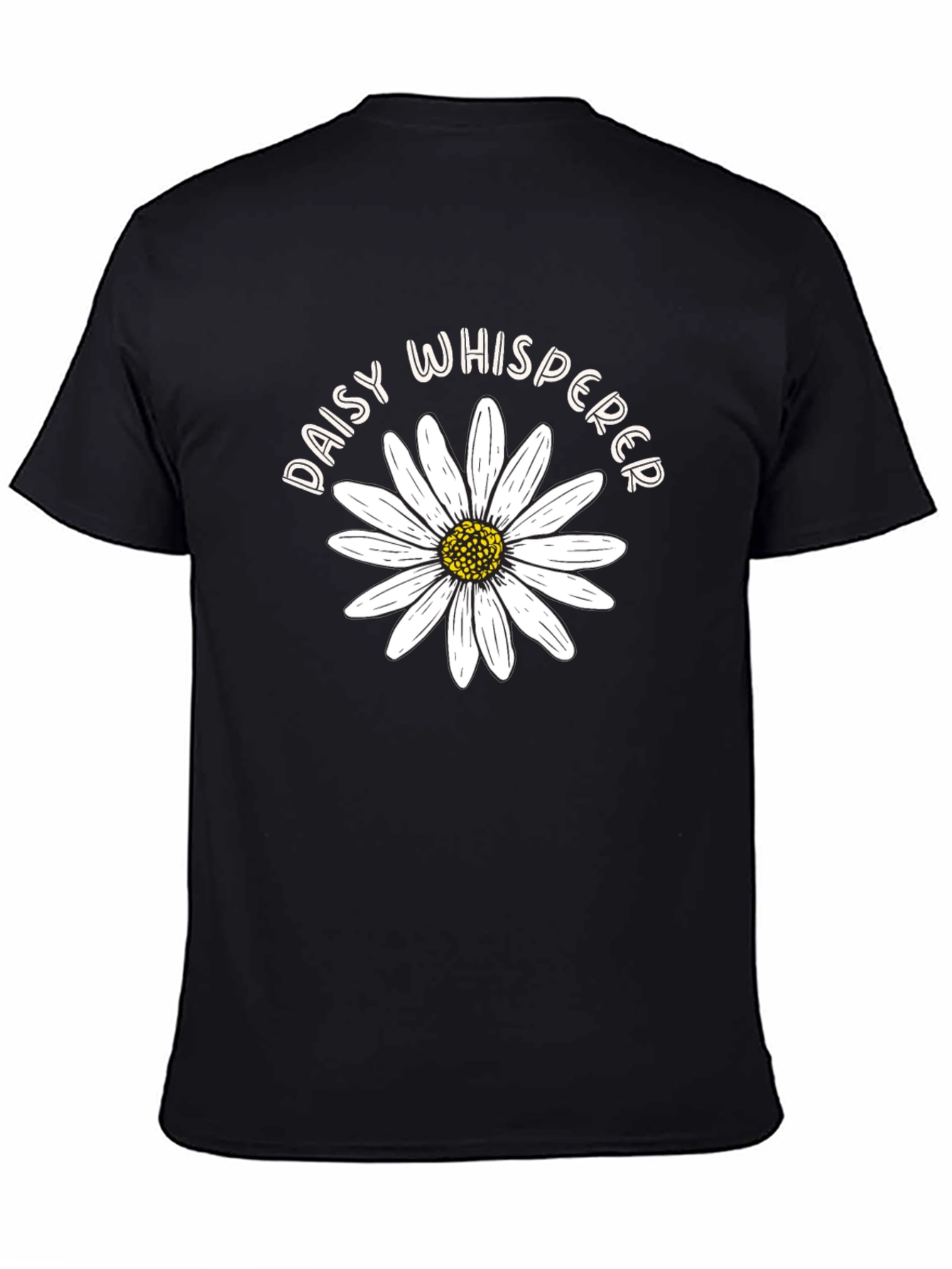 Camiseta Negra Daisy Whisperer Diseño Floral