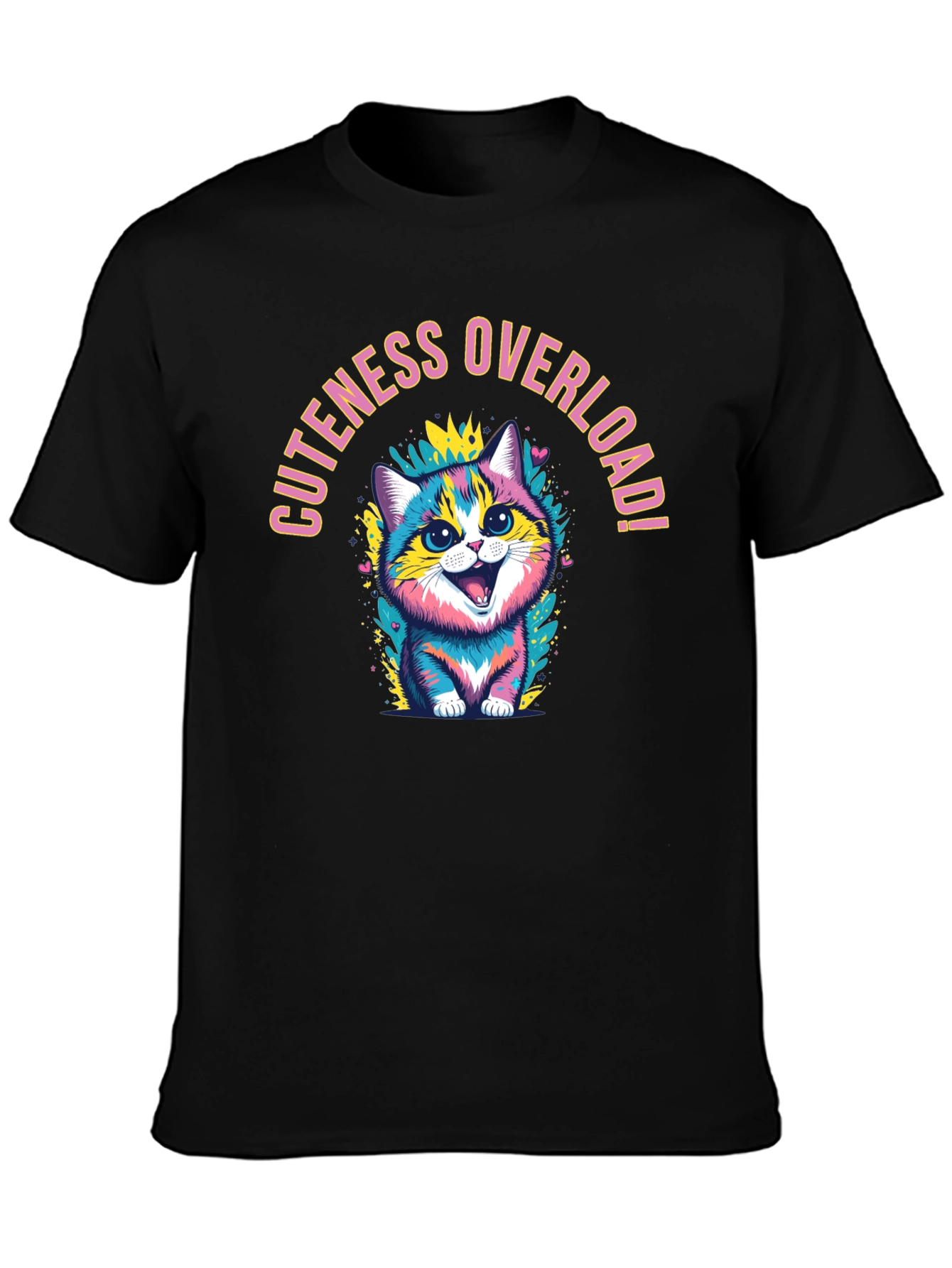 Camiseta Negra con Diseño de Gatito Lindo