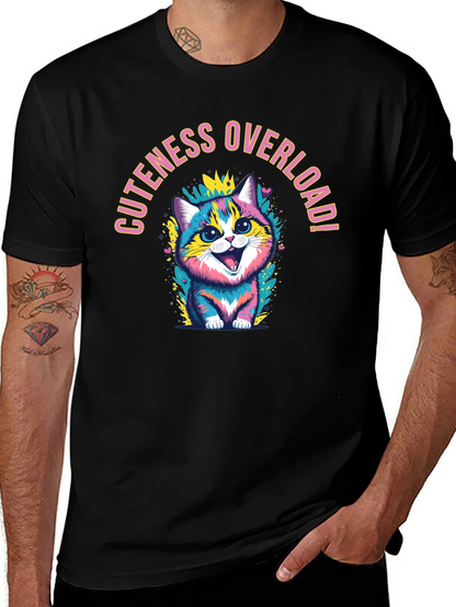 Camiseta Negra con Diseño de Gatito Lindo