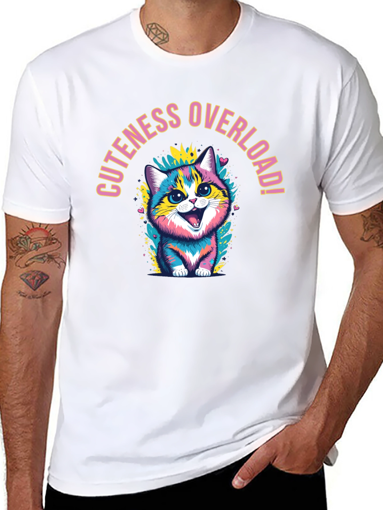 Camiseta Negra con Diseño de Gatito Lindo