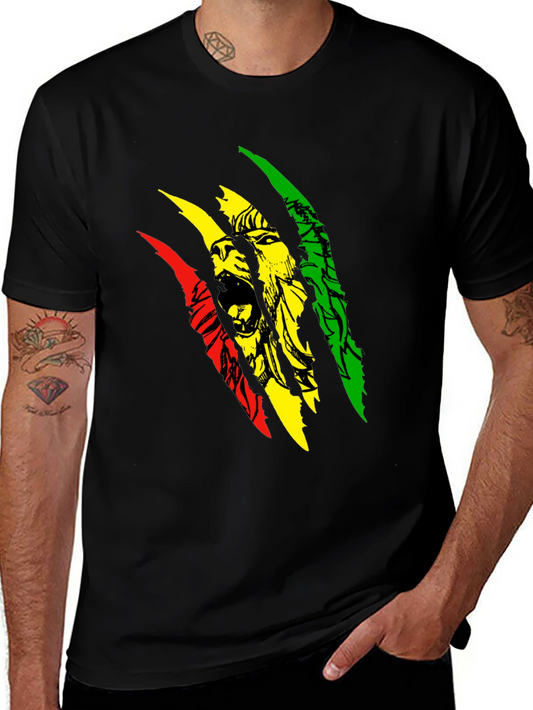 Camiseta Negra con Diseño de León Rastafari