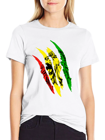 Camiseta Negra con Diseño de León Rastafari