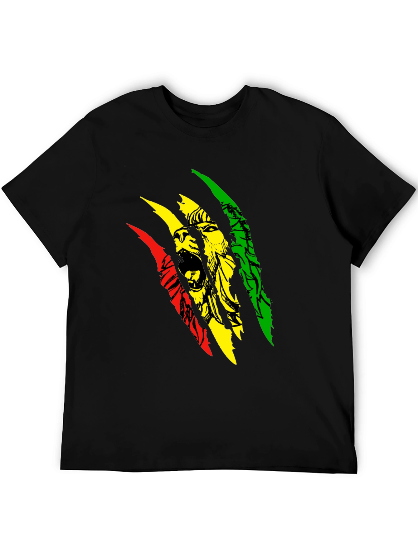 Camiseta Negra con Diseño de León Rastafari
