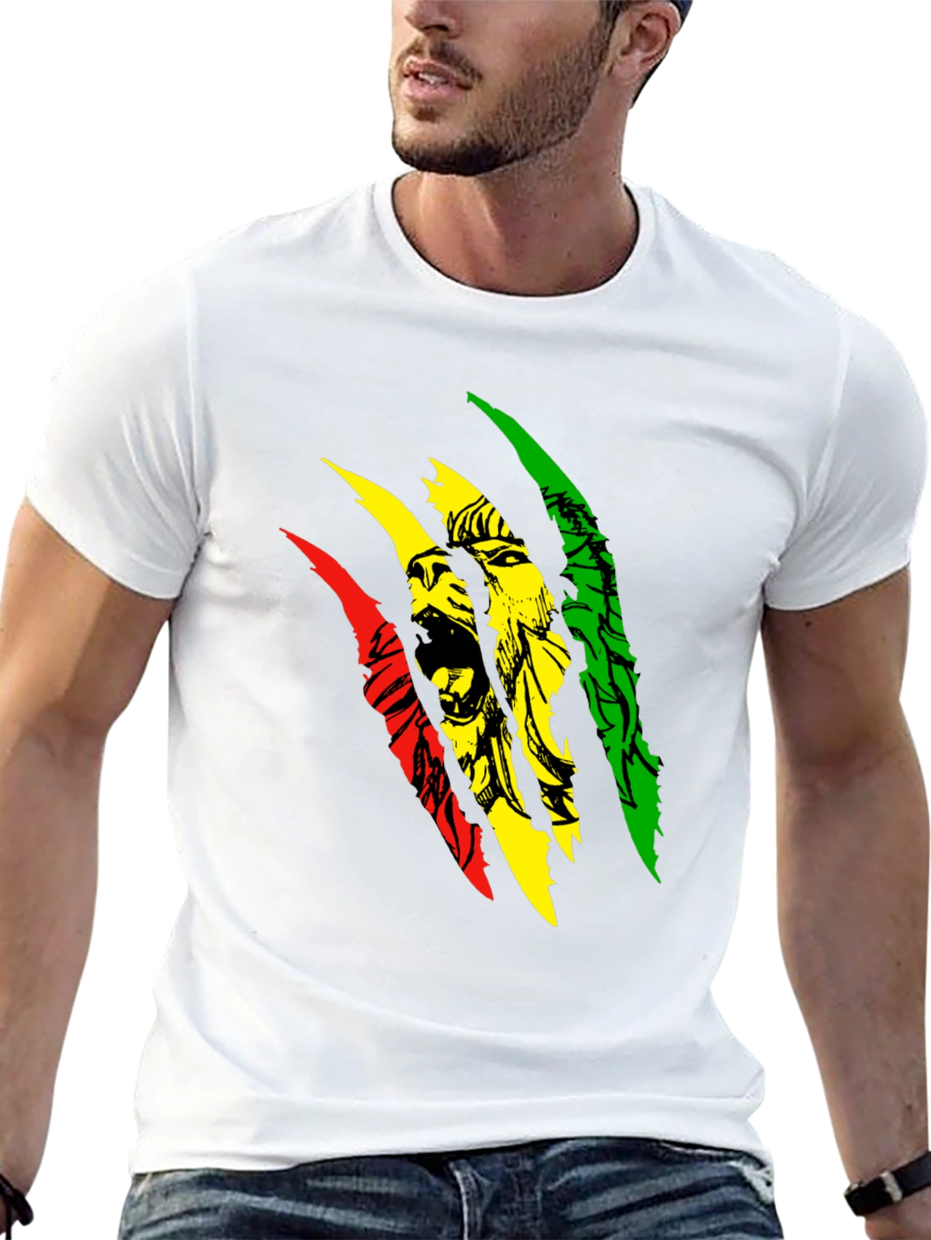 Camiseta Negra con Diseño de León Rastafari