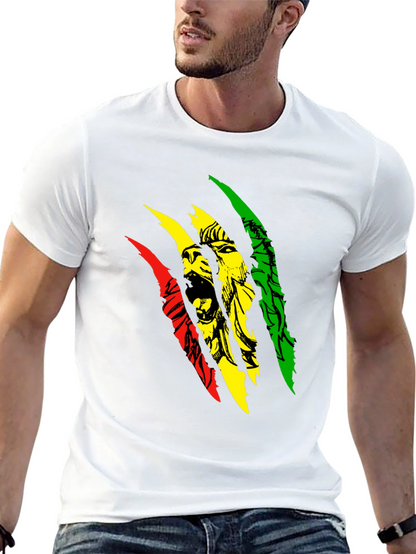 Camiseta Negra con Diseño de León Rastafari