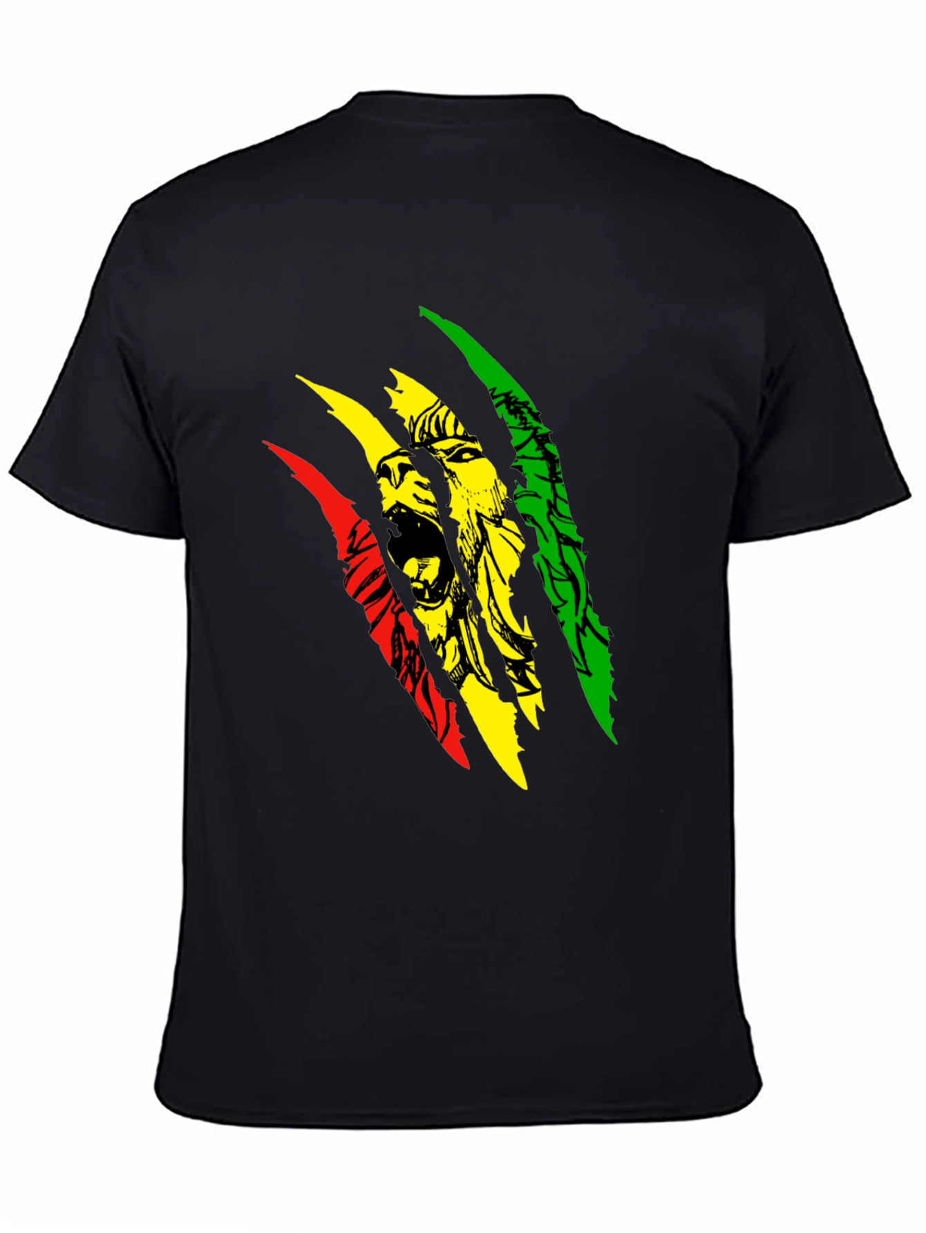 Camiseta Negra con Diseño de León Rastafari