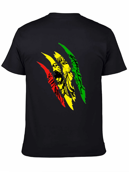 Camiseta Negra con Diseño de León Rastafari