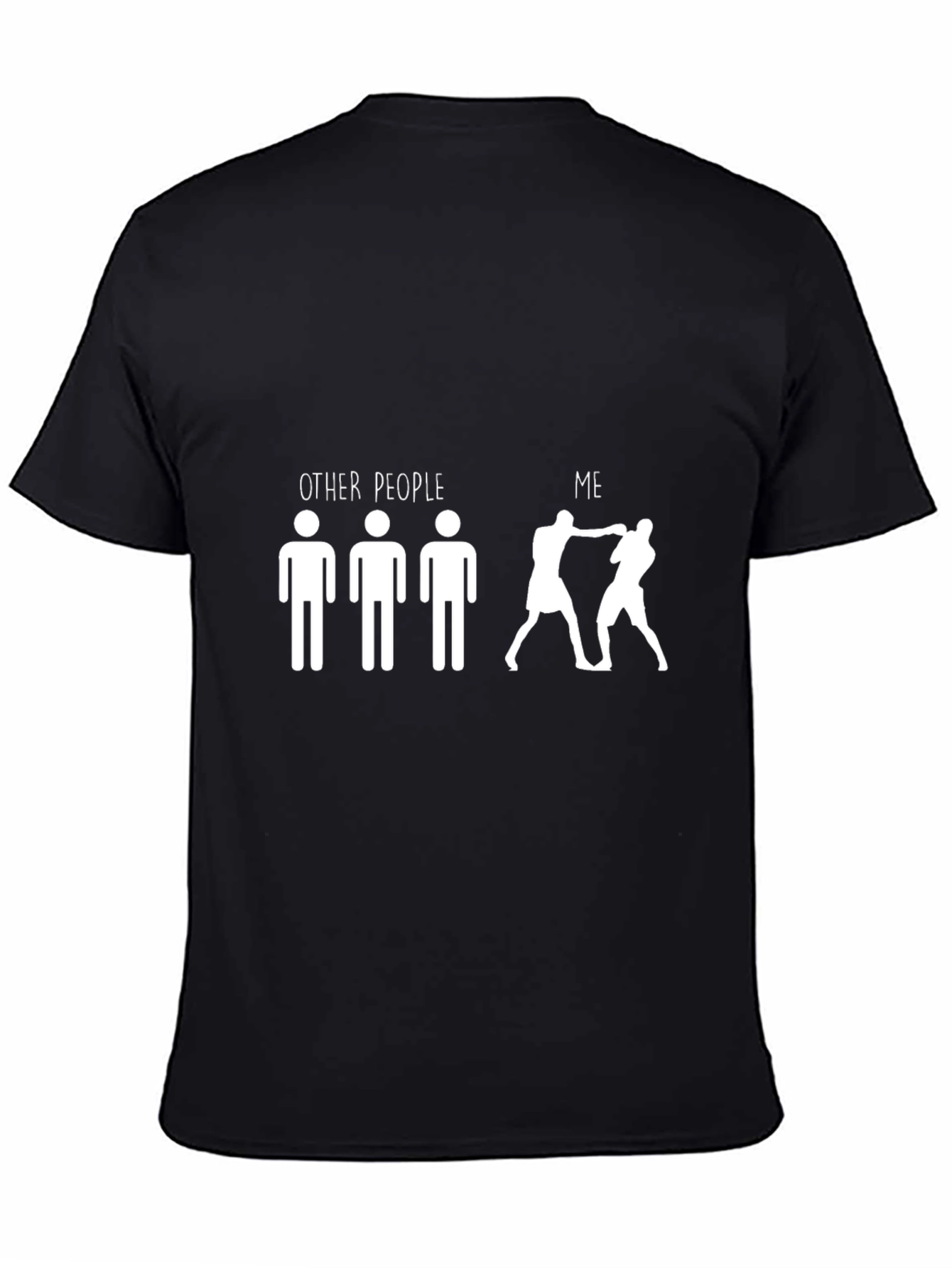 Camiseta Negra con Diseño de Boxeadores Divertida