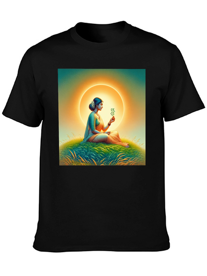 Camiseta Negra con Diseño Artístico Mujer