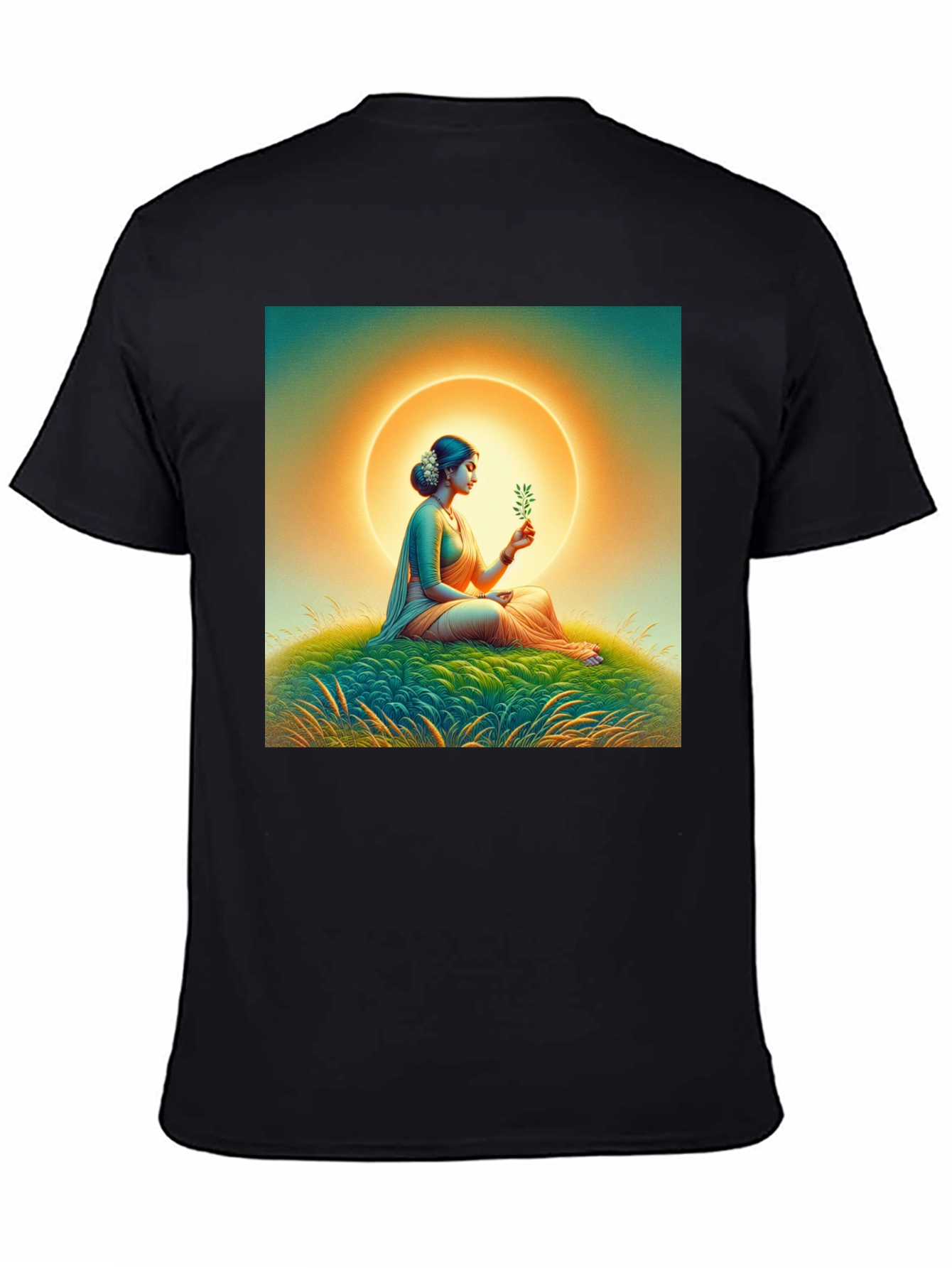 Camiseta Negra con Diseño Artístico Mujer