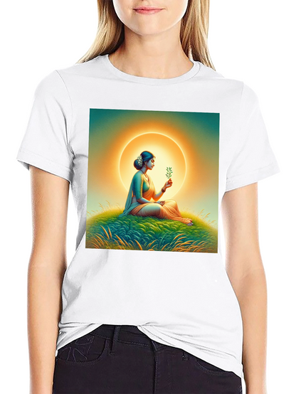 Camiseta Negra con Diseño Artístico Mujer