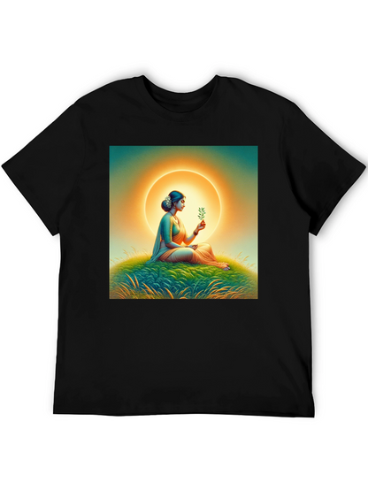 Camiseta Negra con Diseño Artístico Mujer