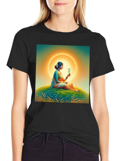 Camiseta Negra con Diseño Artístico Mujer