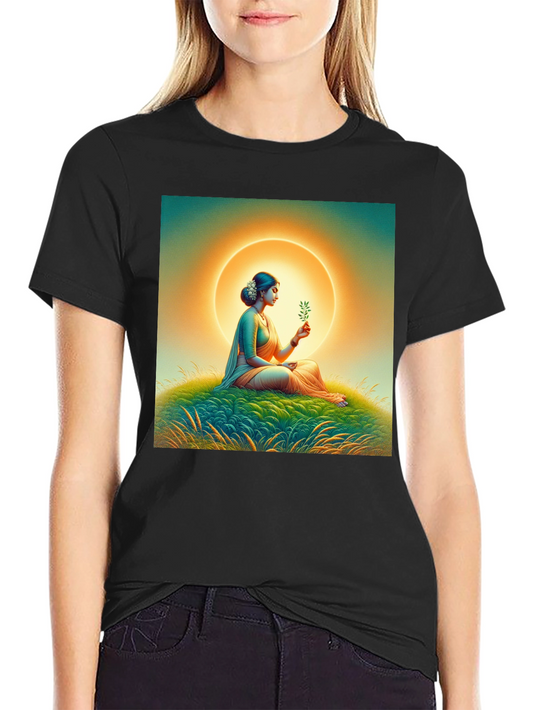 Camiseta Negra con Diseño Artístico Mujer