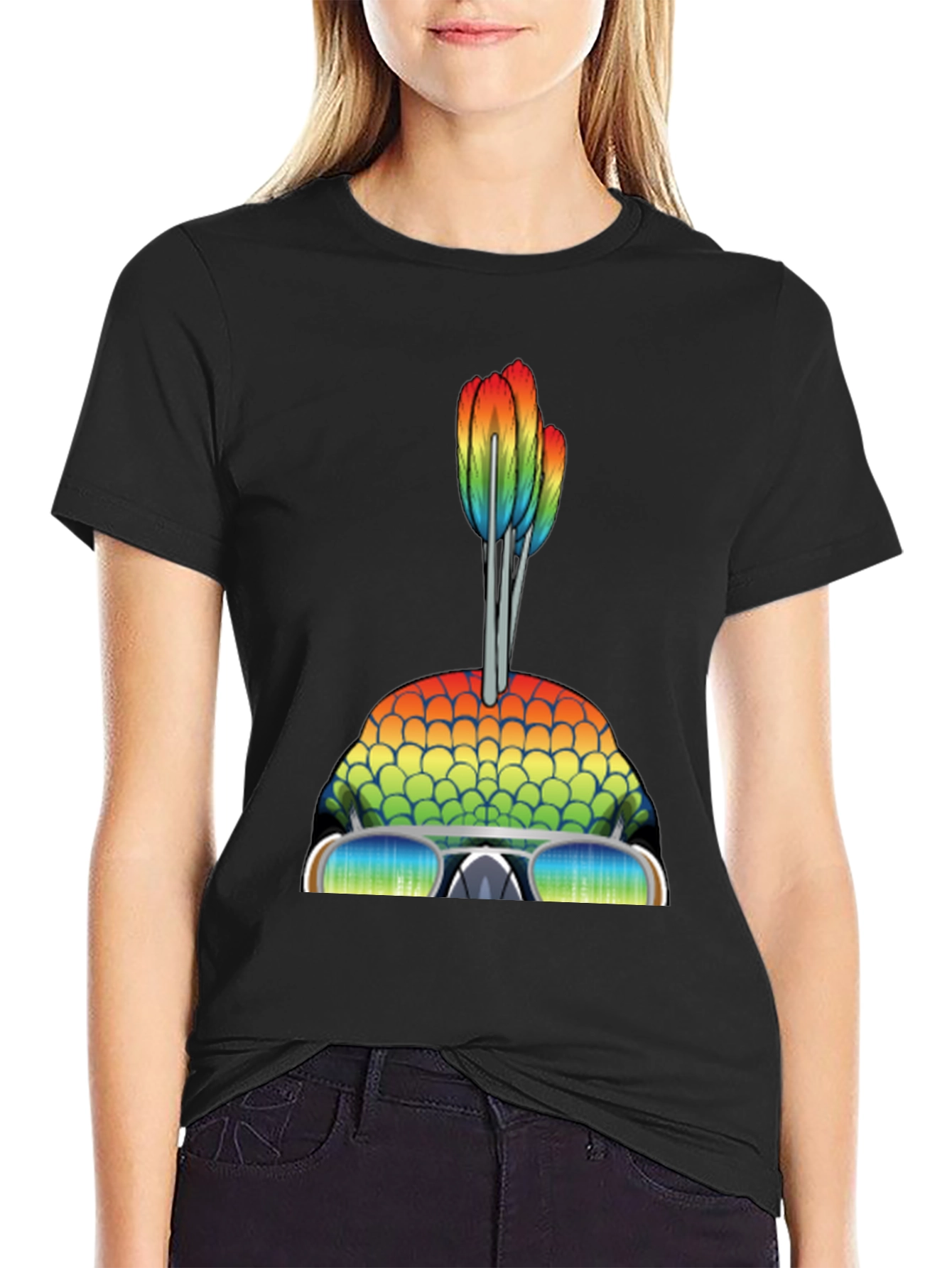 Camiseta Hombre Diseño de Pez Arcoíris con Gafas