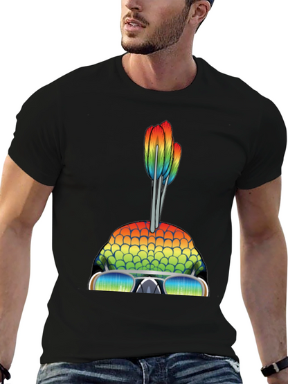 Camiseta Hombre Diseño de Pez Arcoíris con Gafas