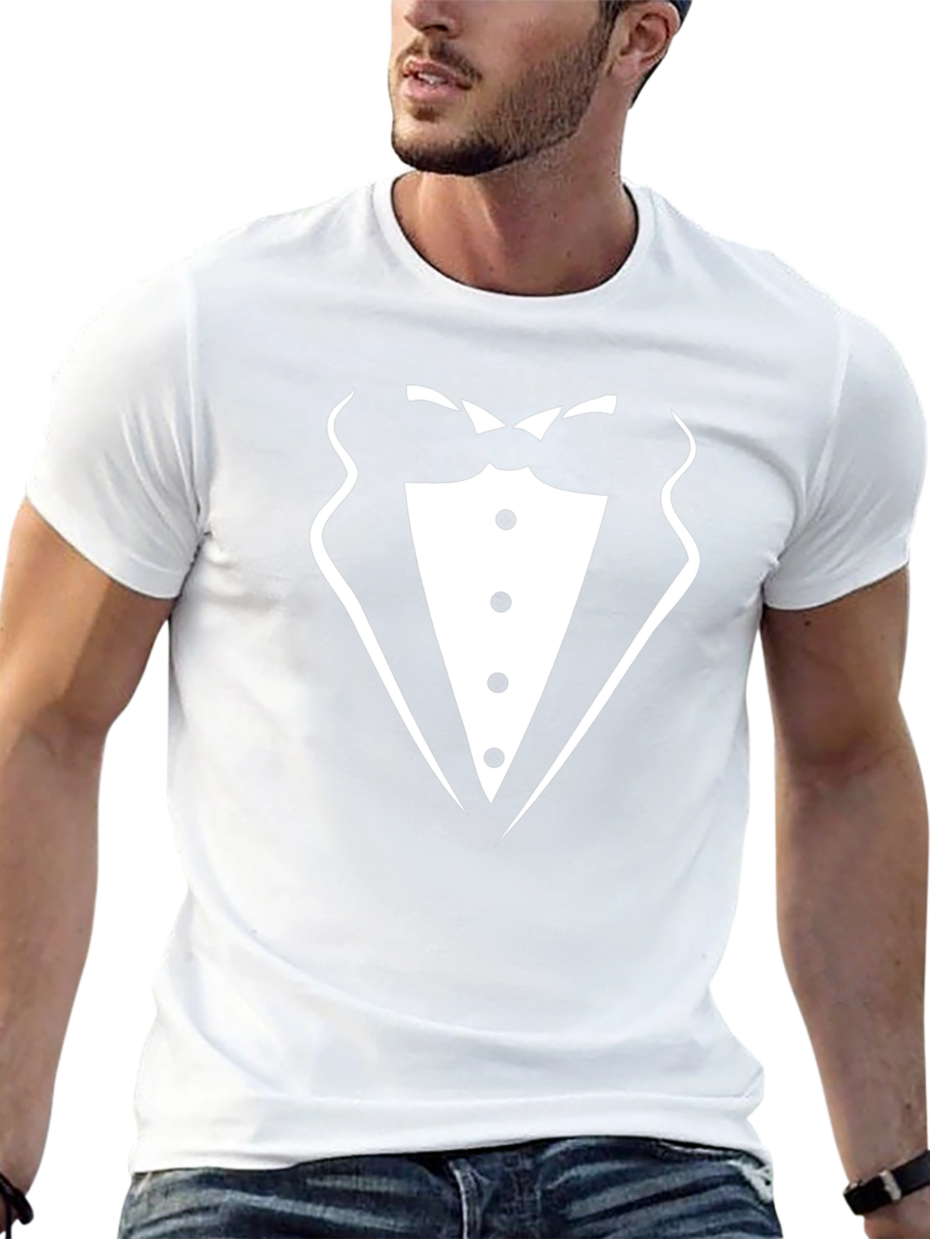 Camiseta Negra Diseño Traje Elegante