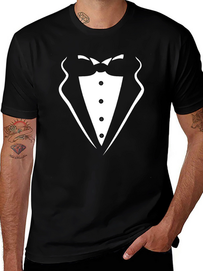 Camiseta Negra Diseño Traje Elegante