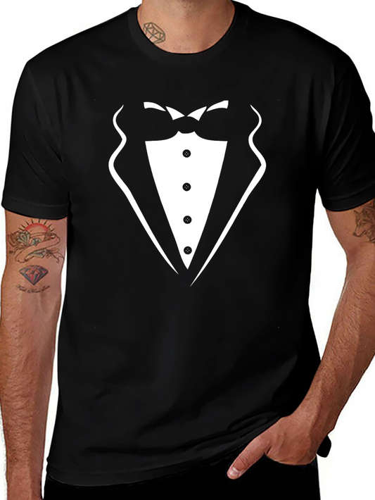 Camiseta Negra Diseño Traje Elegante