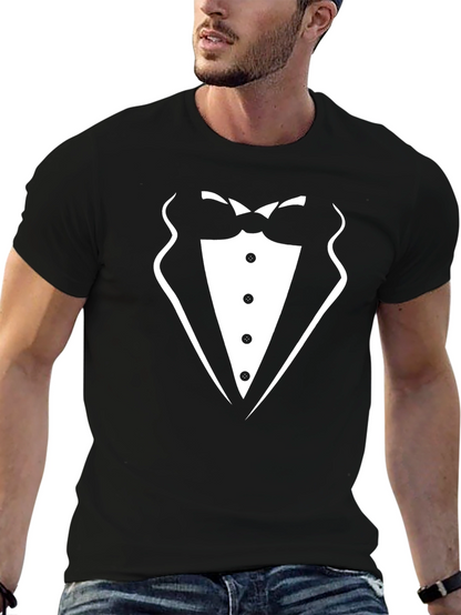 Camiseta Negra Diseño Traje Elegante