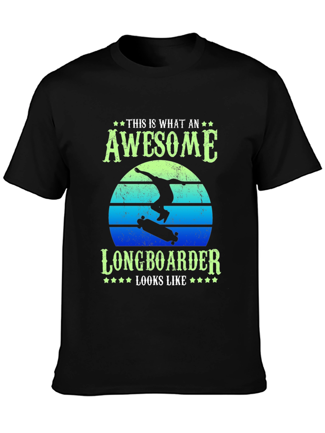 Camiseta Negra Awesome Longboarder