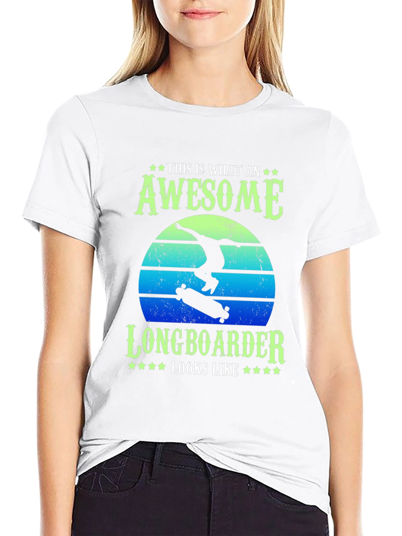 Camiseta Negra Awesome Longboarder