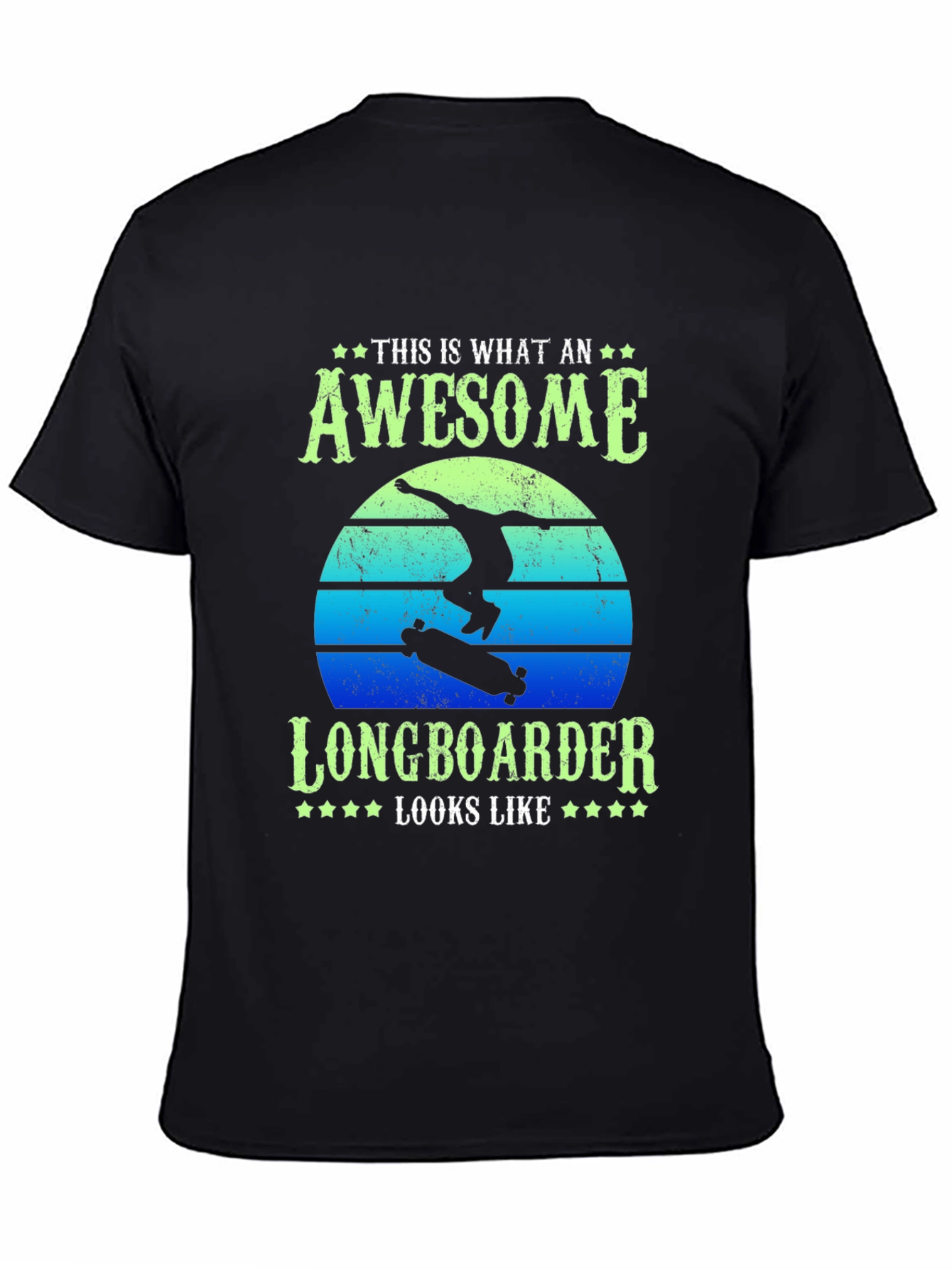 Camiseta Negra Awesome Longboarder