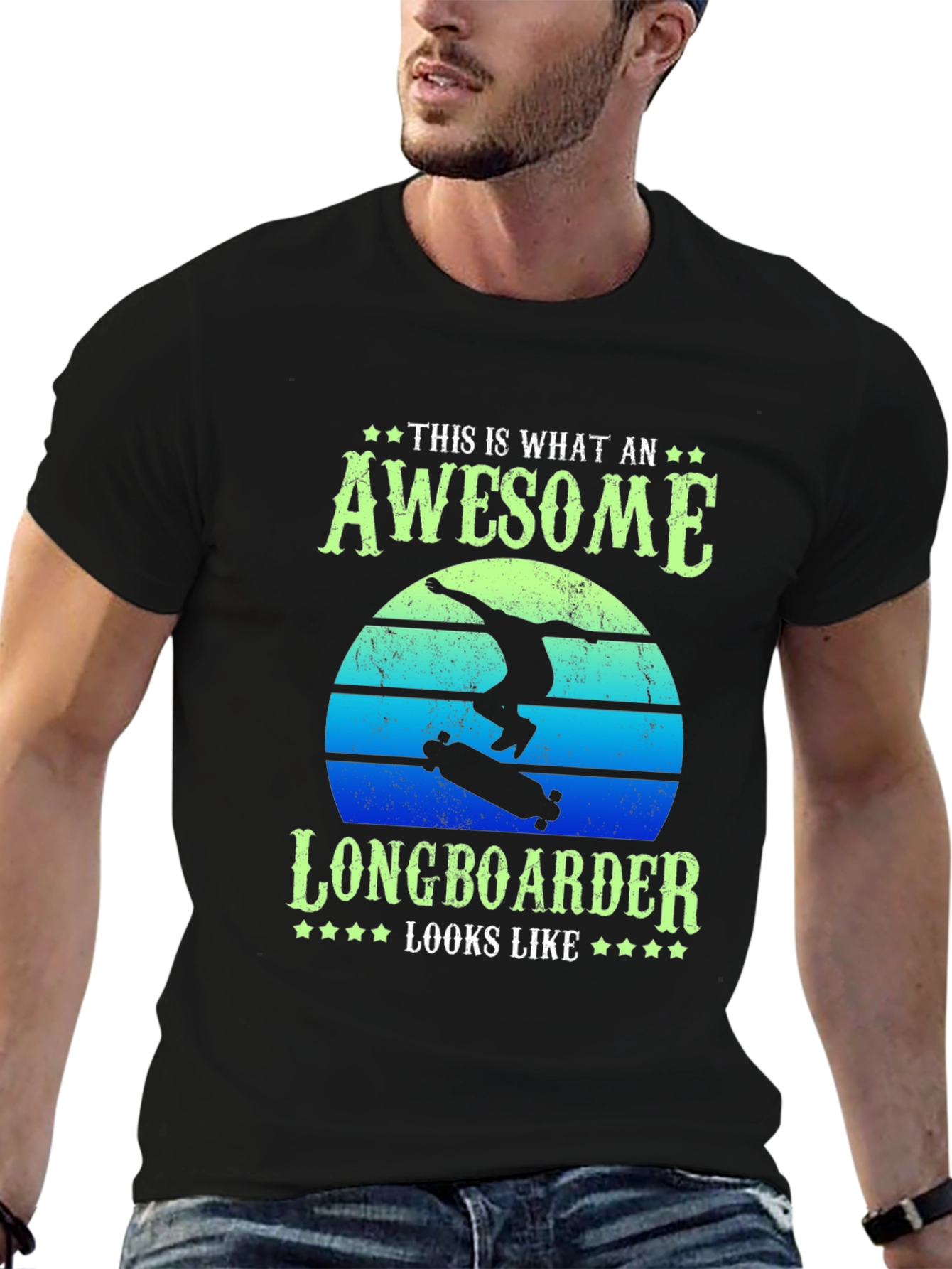 Camiseta Negra Awesome Longboarder
