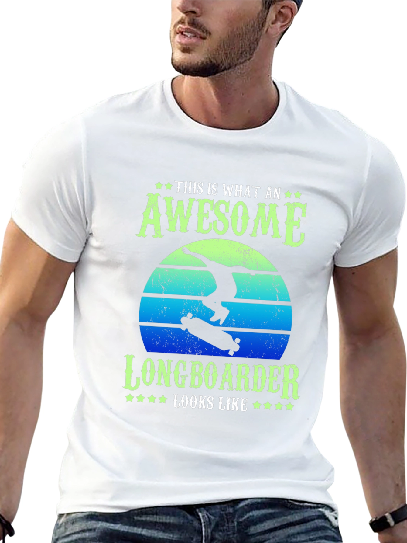 Camiseta Negra Awesome Longboarder
