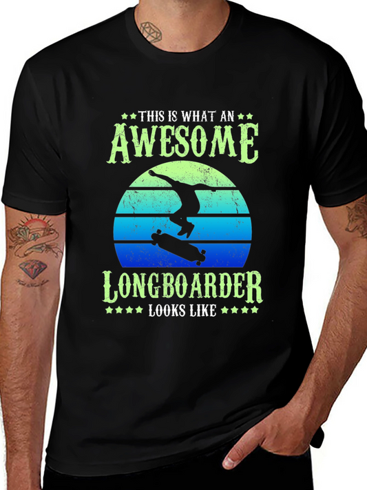Camiseta Negra Awesome Longboarder