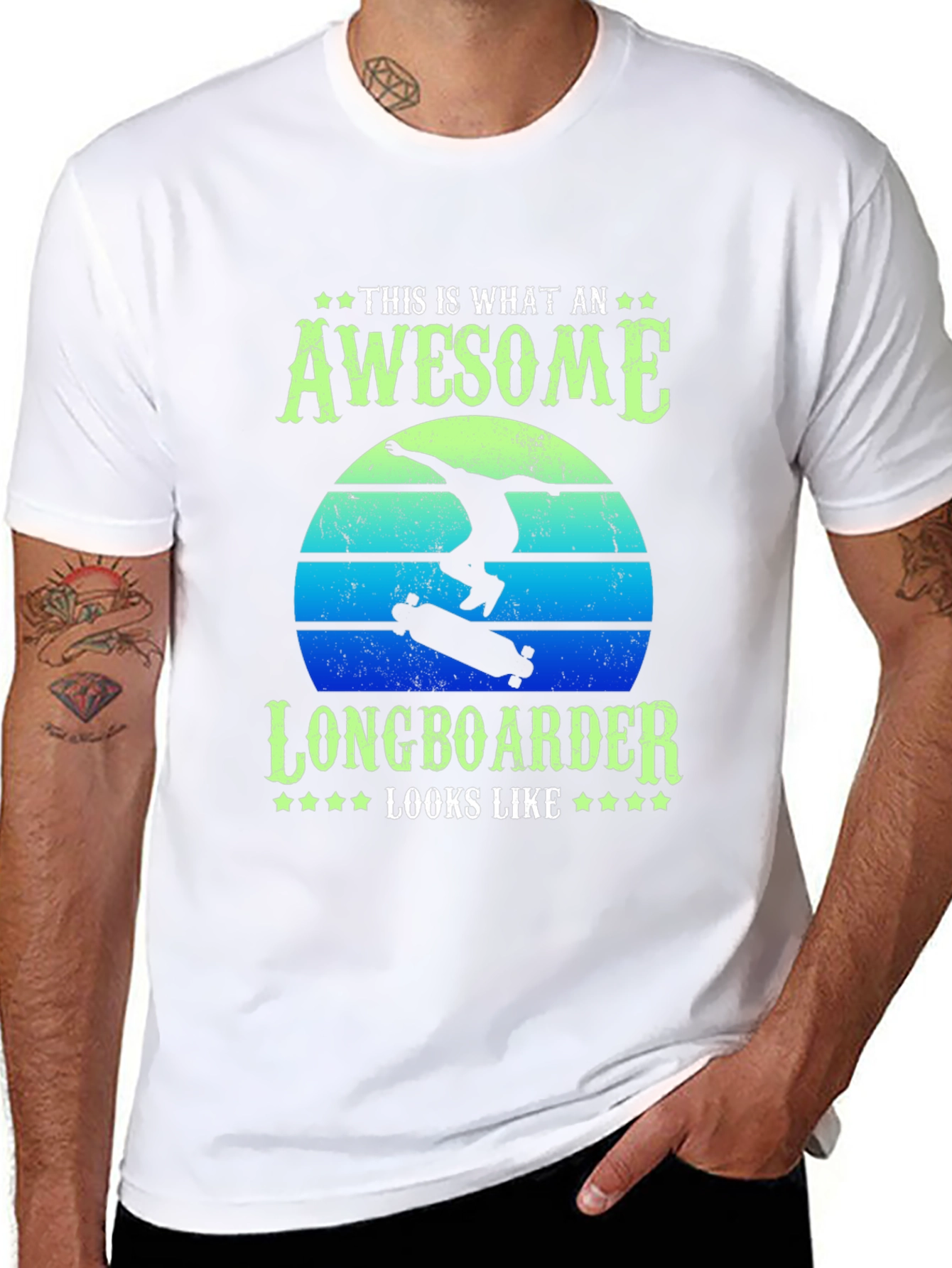 Camiseta Negra Awesome Longboarder