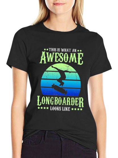 Camiseta Negra Awesome Longboarder