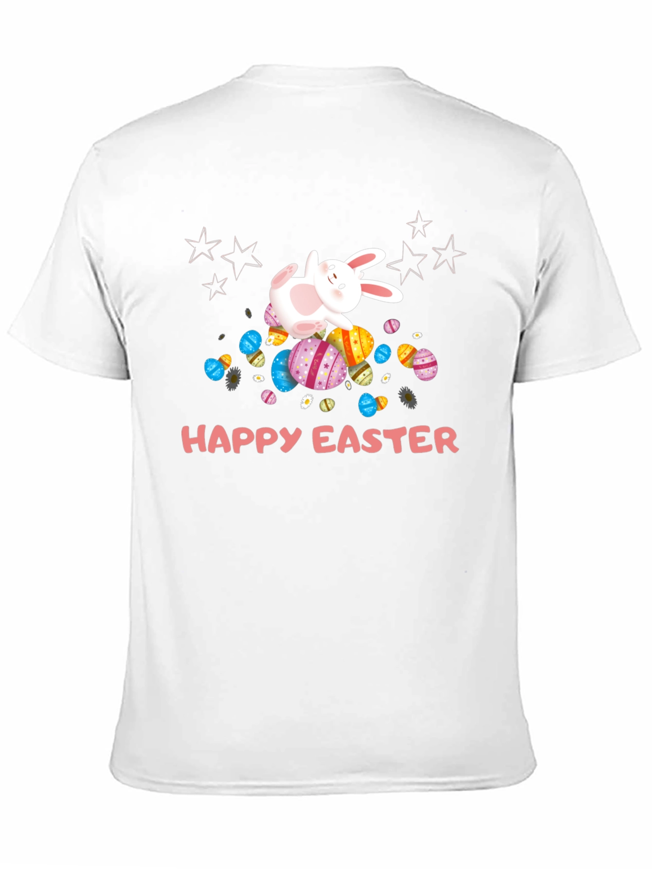 Camiseta Negra Happy Easter con Conejo