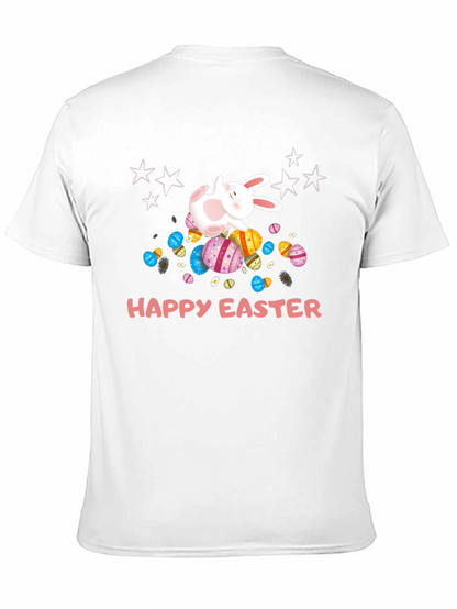 Camiseta Negra Happy Easter con Conejo