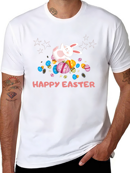 Camiseta Negra Happy Easter con Conejo