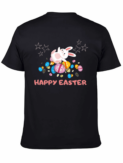 Camiseta Negra Happy Easter con Conejo