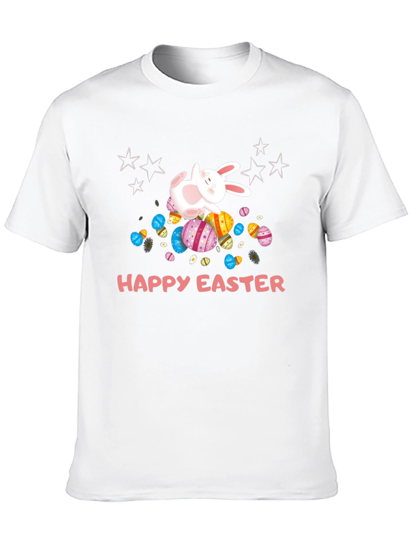 Camiseta Negra Happy Easter con Conejo