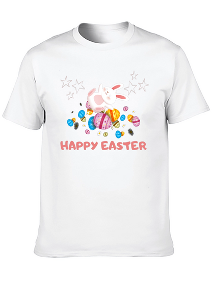 Camiseta Negra Happy Easter con Conejo