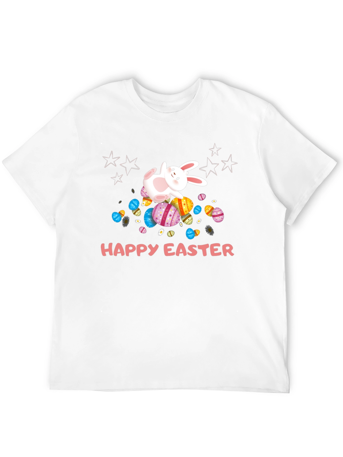 Camiseta Negra Happy Easter con Conejo