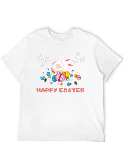Camiseta Negra Happy Easter con Conejo