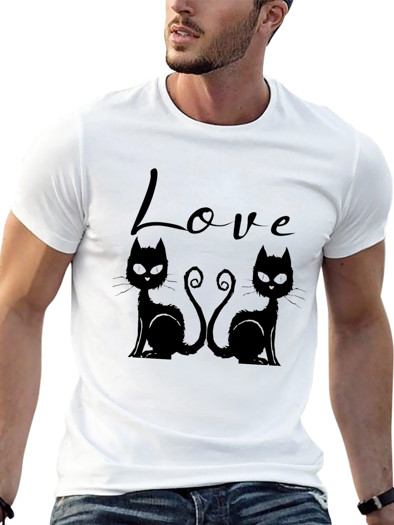 Camiseta Negra Love Cats