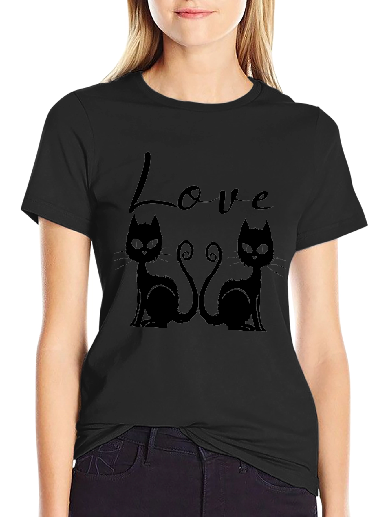 Camiseta Negra Love Cats