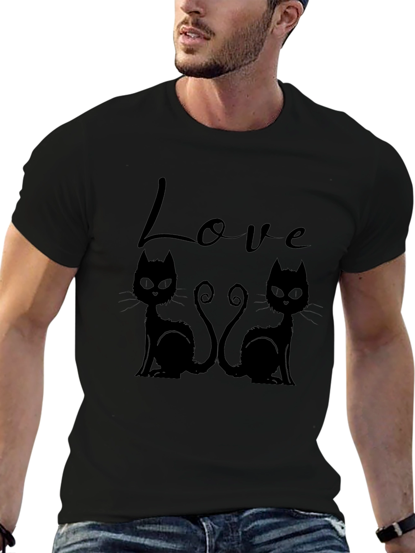 Camiseta Negra Love Cats