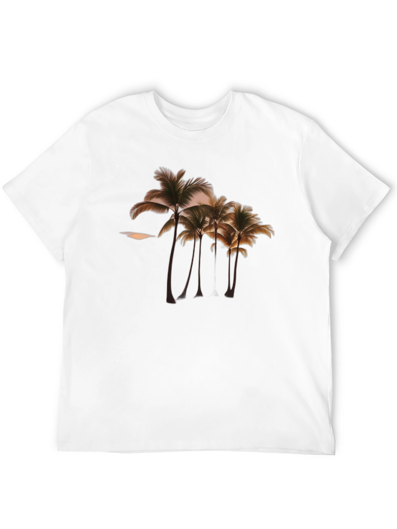 Camiseta Negra con Diseño de Palmeras Tropicales